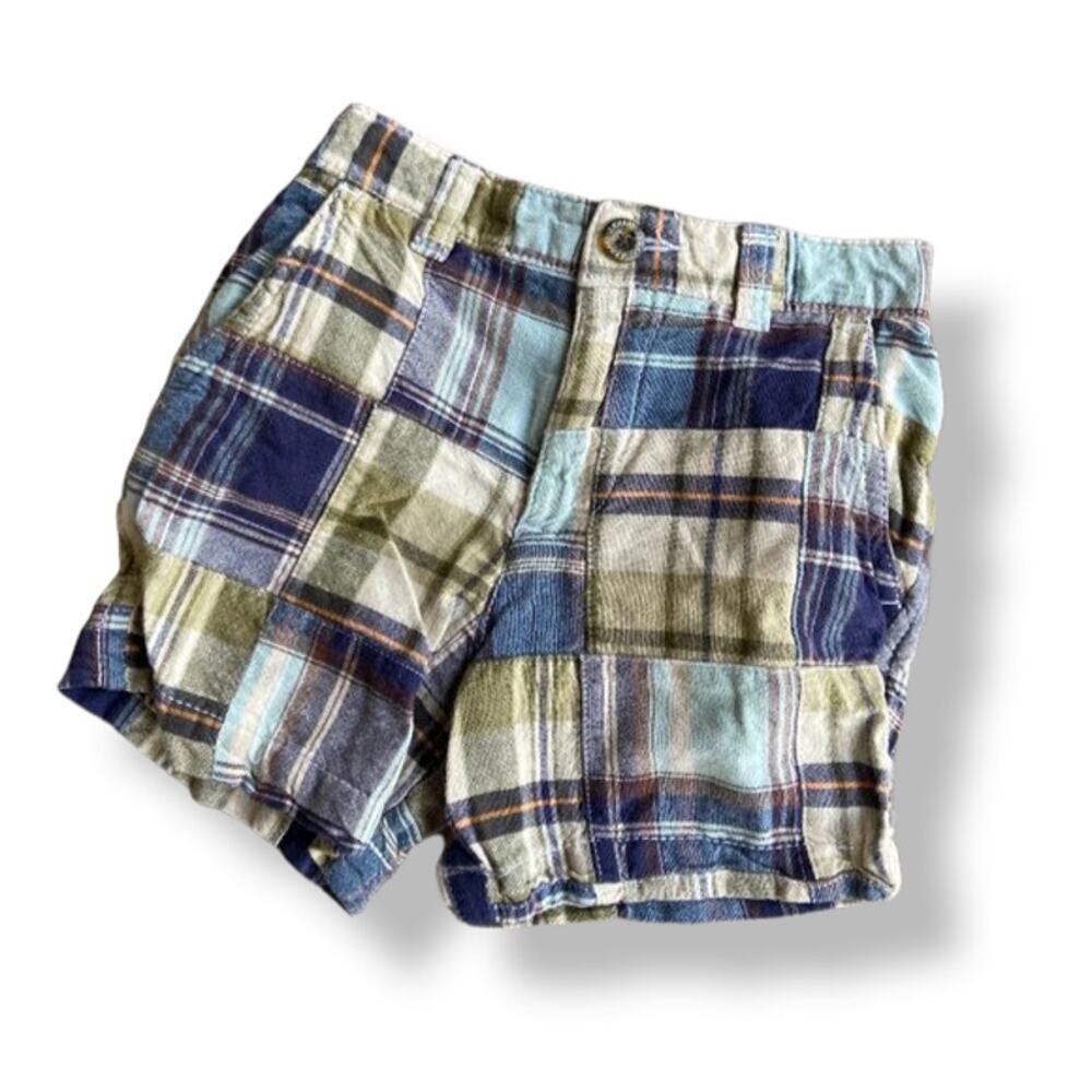 J. Khaki‎ Baby Boys Shorts Size 12 Months Patchwork Madras Brown Blue Olive JK
